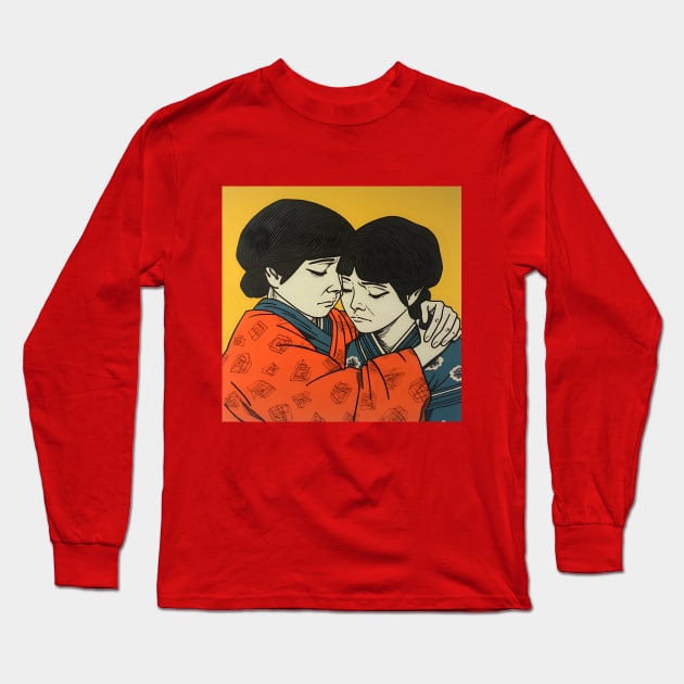 Two Asian Boys Hugging Long Sleeve T-Shirt by KOTYA